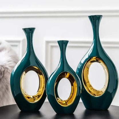 Golden Hollow Ceramic Vase